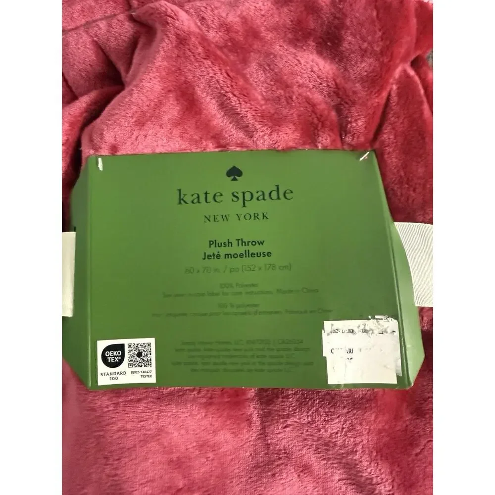Kate Spade Plush Throw Blanket Festive Pink 60 x 70” Valentine Pink Soft N325